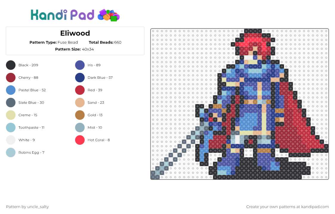 Eliwood - Fuse Bead Pattern by uncle_salty on Kandi Pad - blue,purple,light blue,red,games,gaming,video games,nintendo,fire emblem