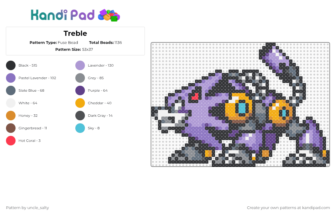 Treble - Fuse Bead Pattern by uncle_salty on Kandi Pad - black,orange,blue,pink,colorful,games,gaming,video games,nintendo,capcom,megaman