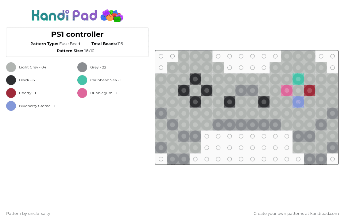 PS1 controller - Fuse Bead Pattern by uncle_salty on Kandi Pad - beige,gray,games,gaming,video games,retro,playstation