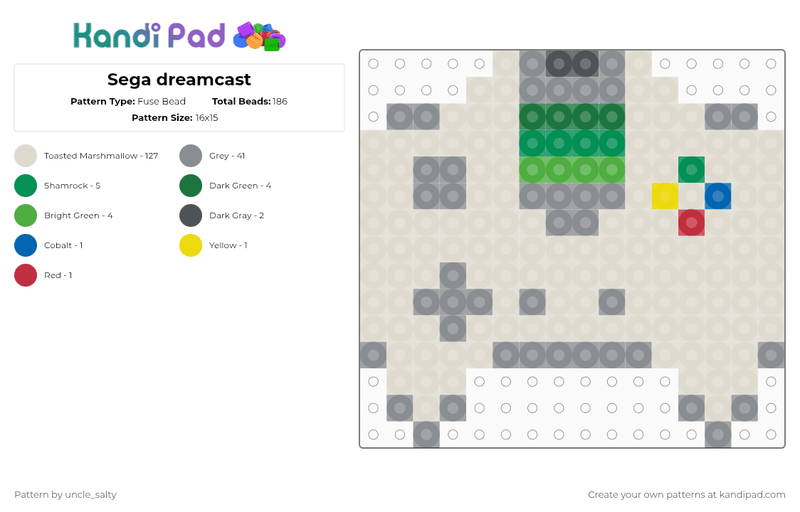 Sega dreamcast - Fuse Bead Pattern by uncle_salty on Kandi Pad - beige,gray,games,gaming,video games,retro,sega