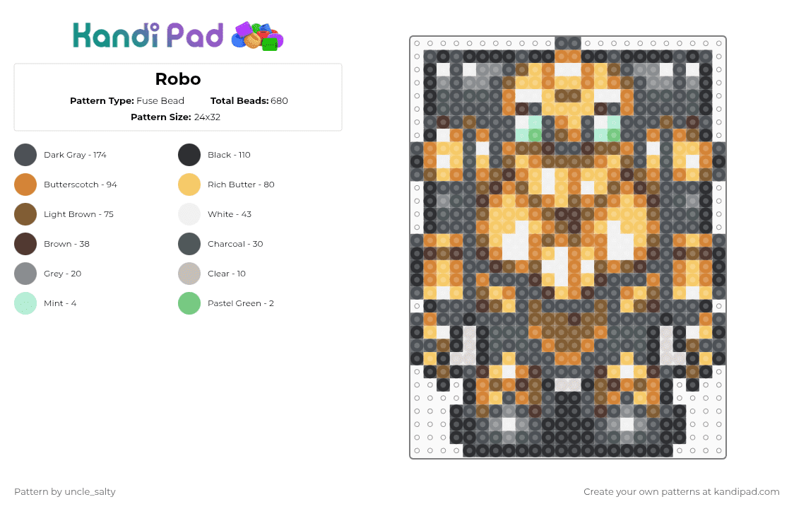 Robo - Fuse Bead Pattern by uncle_salty on Kandi Pad - gray,tan,orange,yellow,games,gaming,video games,nintendo,chrono trigger