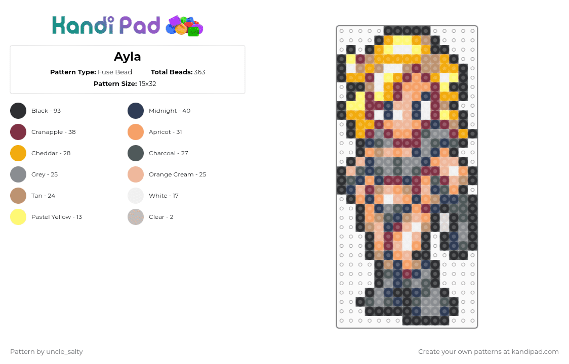 Ayla - Fuse Bead Pattern by uncle_salty on Kandi Pad - purple,brown,beige,orange,games,gaming,video games,nintendo,chrono trigger