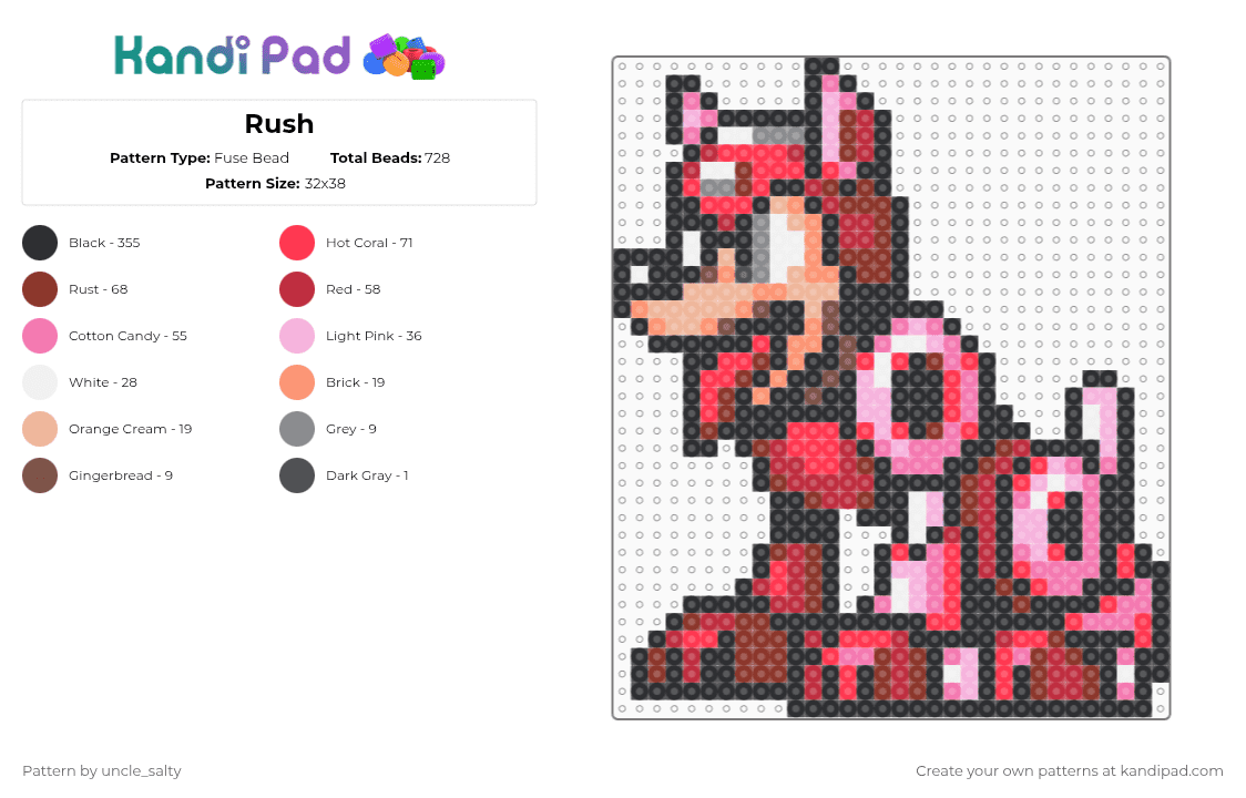 Rush - Fuse Bead Pattern by uncle_salty on Kandi Pad - black,pink,red,games,gaming,video games,nintendo,capcom,megaman