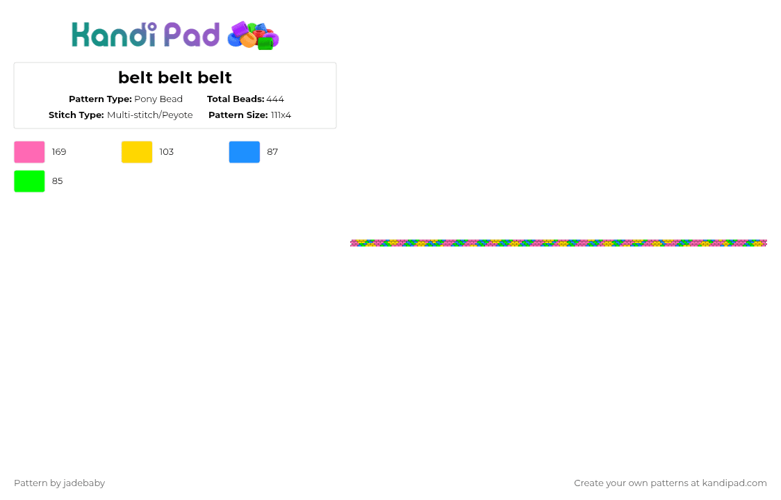 belt belt belt - Pony Bead Pattern by jadebaby on Kandi Pad - pink