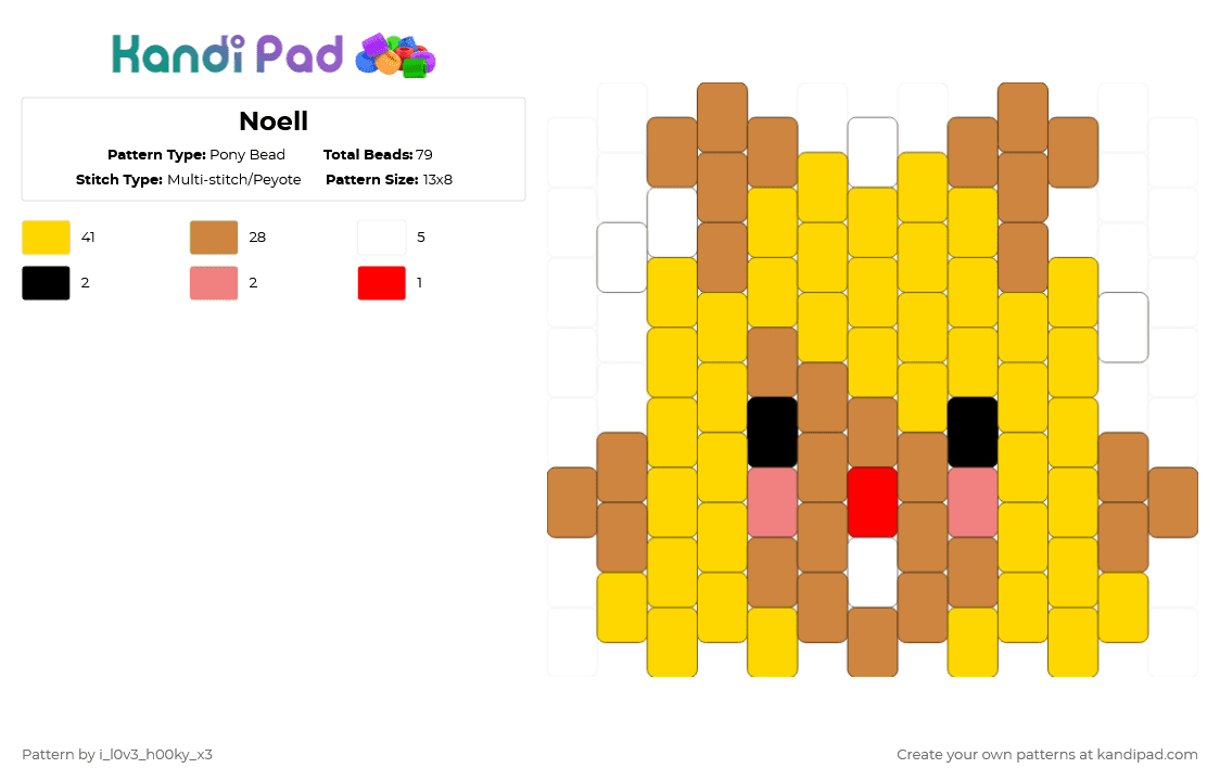 Noell - Pony Bead Pattern by i_l0v3_h00ky_x3 on Kandi Pad - orange,yellow