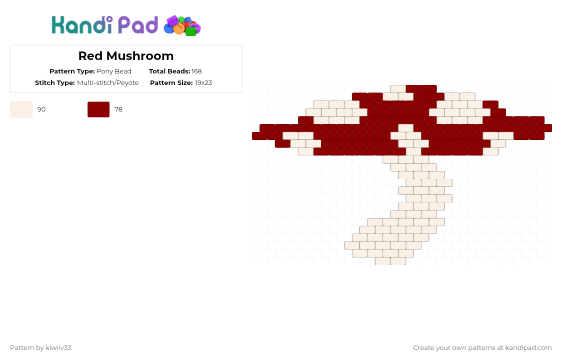 Red Mushroom - Pony Bead Pattern by kiwiiv33 on Kandi Pad - cotdfairycore, red, white