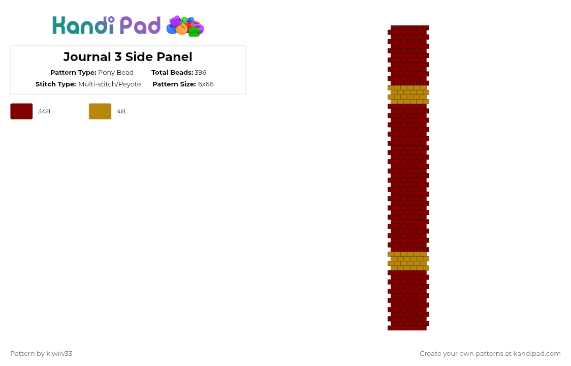 Journal 3 Side Panel - Pony Bead Pattern by kiwiiv33 on Kandi Pad - brown