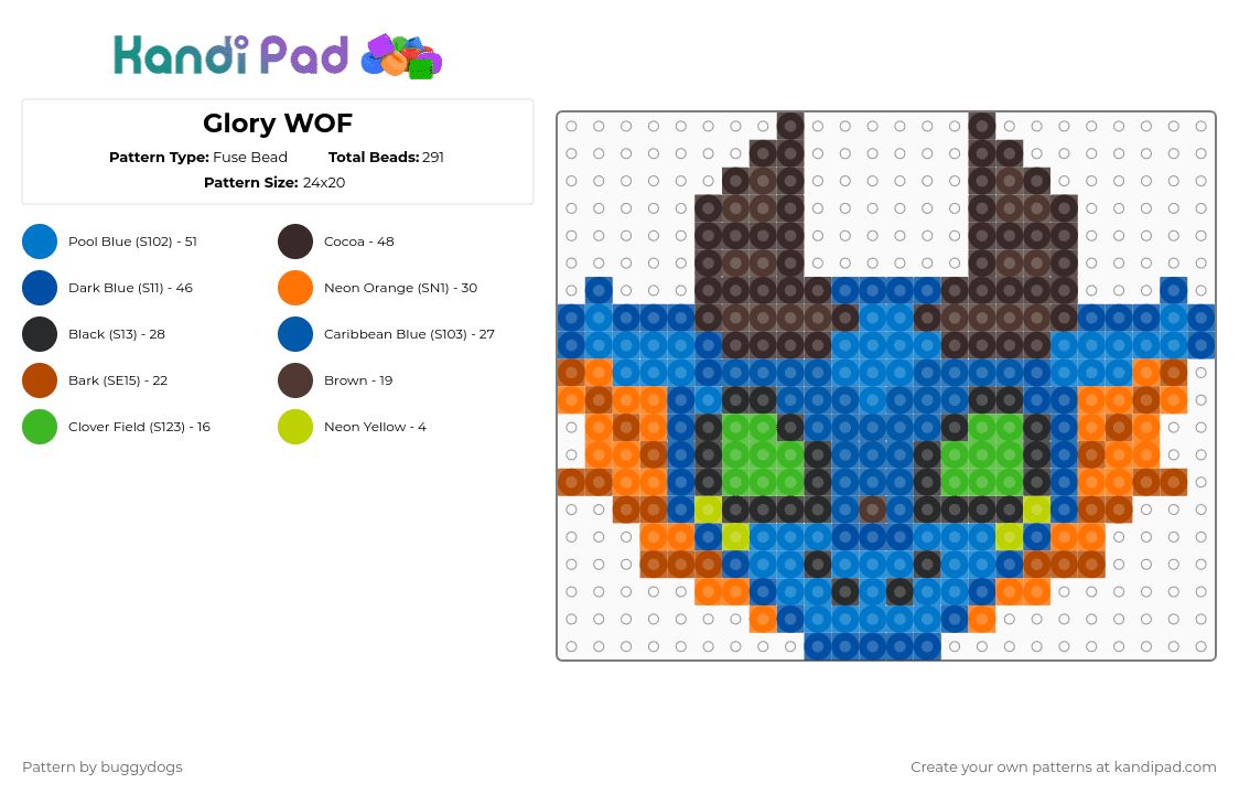 Glory WOF - Fuse Bead Pattern by buggydogs on Kandi Pad - blue, brown, charm, dragon, wingsoffire, wof