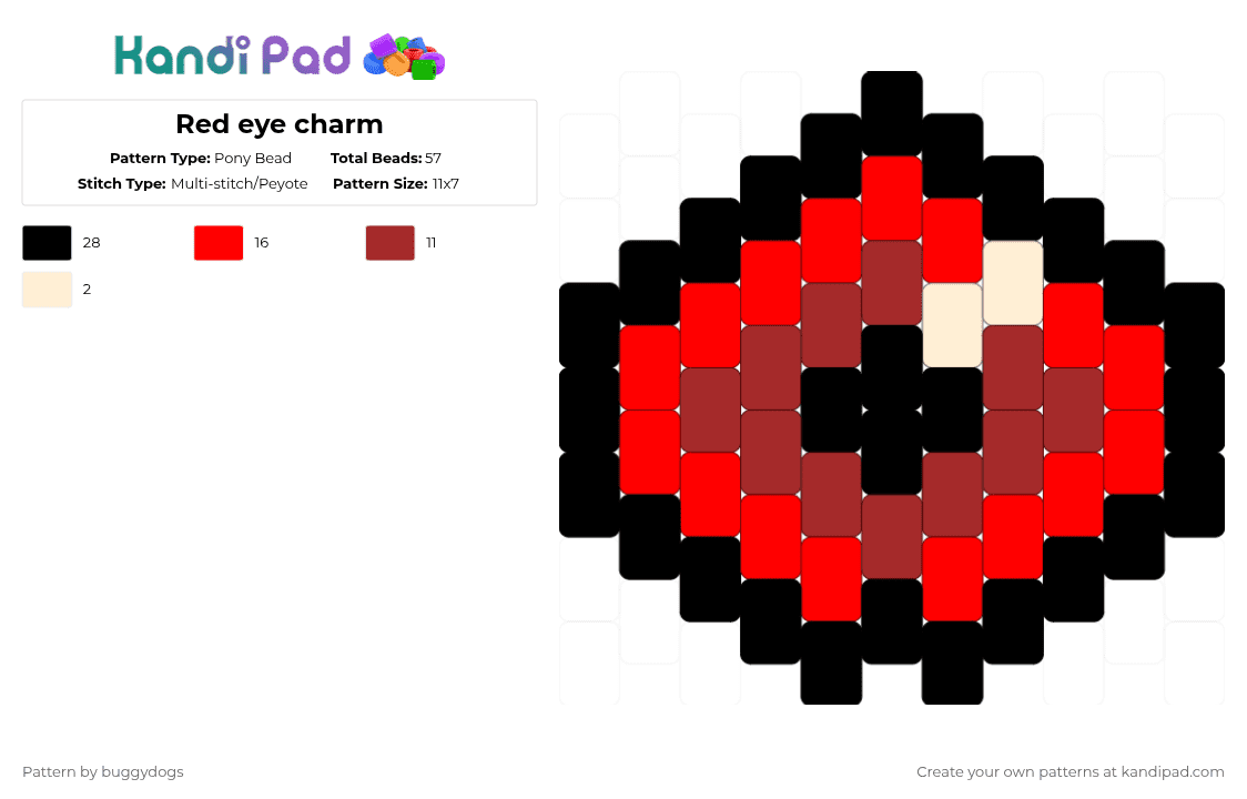 Red eye charm - Pony Bead Pattern by buggydogs on Kandi Pad - red