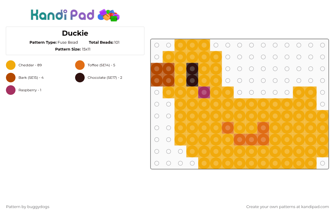 Duckie - Fuse Bead Pattern by buggydogs on Kandi Pad - orange,duck,small,fusebead,chonky