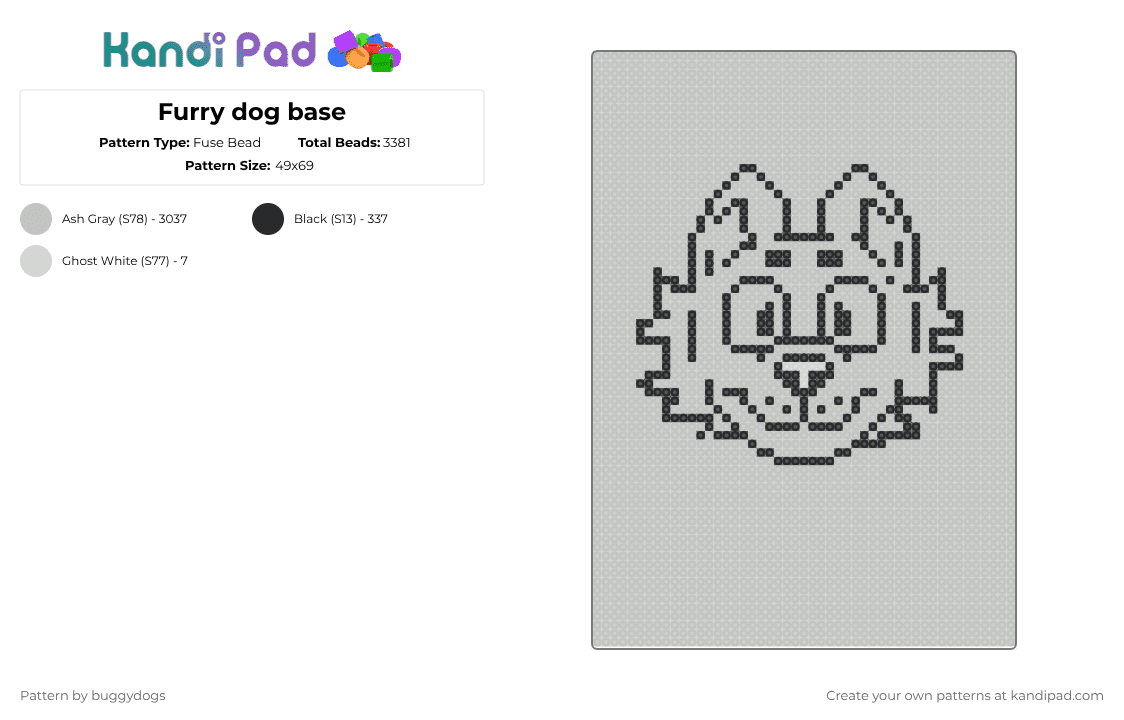 Furry dog base - Fuse Bead Pattern by buggydogs on Kandi Pad - beige,furry,dog,base