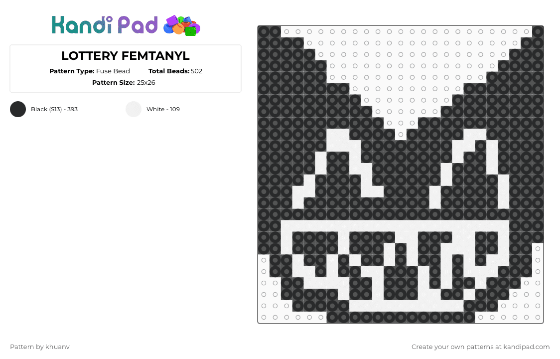 LOTTERY FEMTANYL - Fuse Bead Pattern by khuanv on Kandi Pad - black