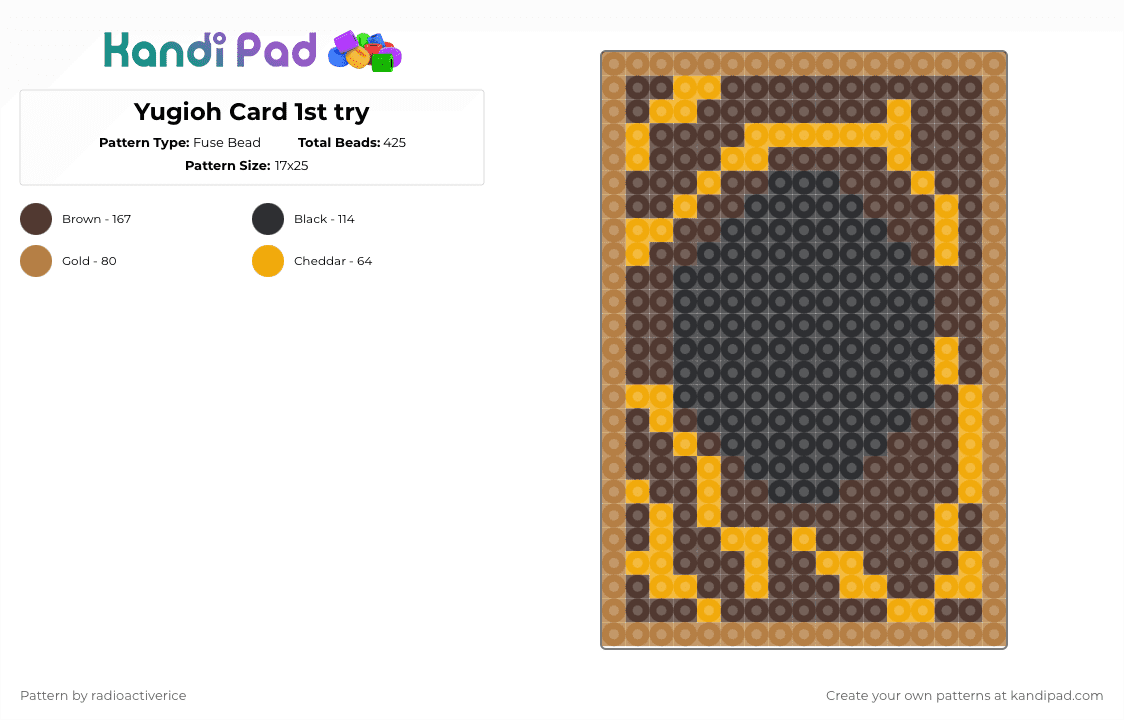 Yugioh Card 1st try - Fuse Bead Pattern by radioactiverice on Kandi Pad - brown