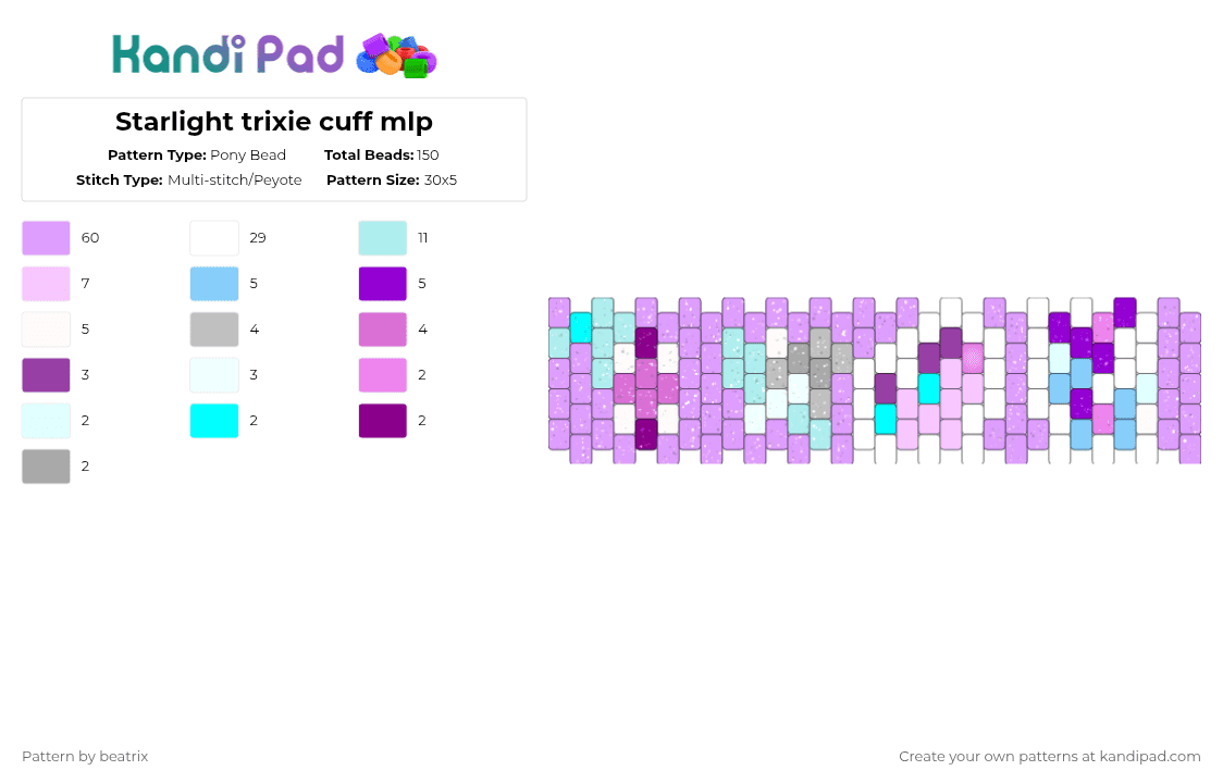 Starlight trixie cuff mlp - Pony Bead Pattern by beatrix on Kandi Pad - pink,trixie,starlight,mlp,mylittlepony,startrix