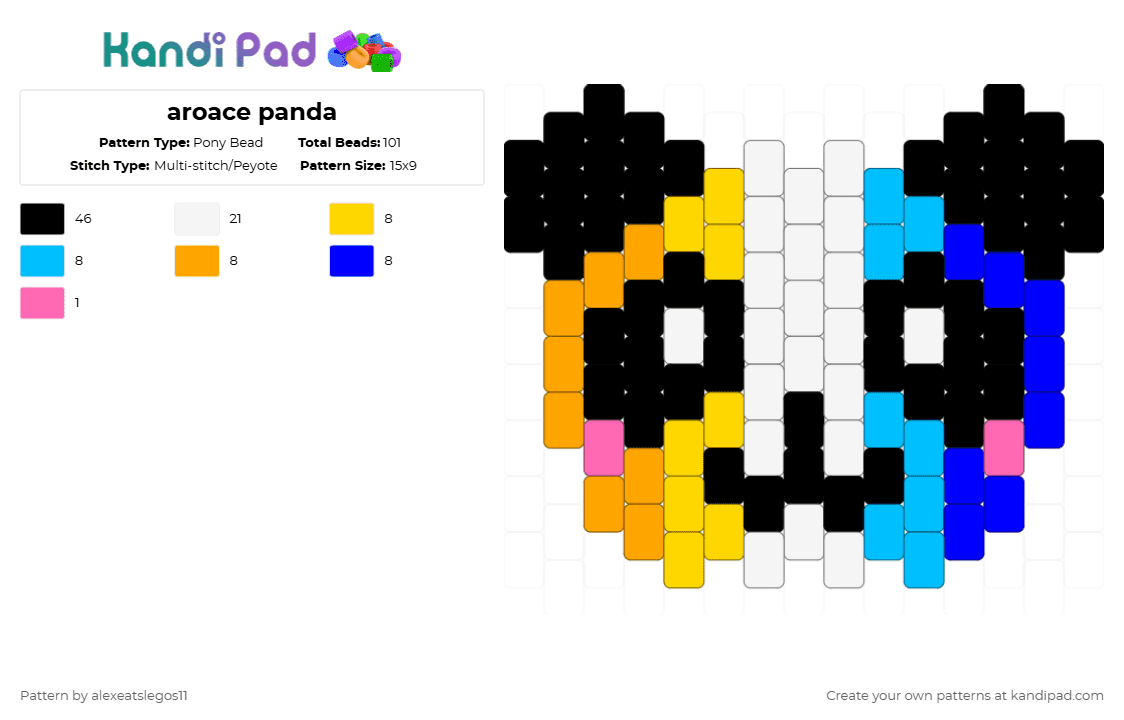 aroace panda - Pony Bead Pattern by alexeatslegos11 on Kandi Pad - black,light blue,purple,colorful,aroace,panda