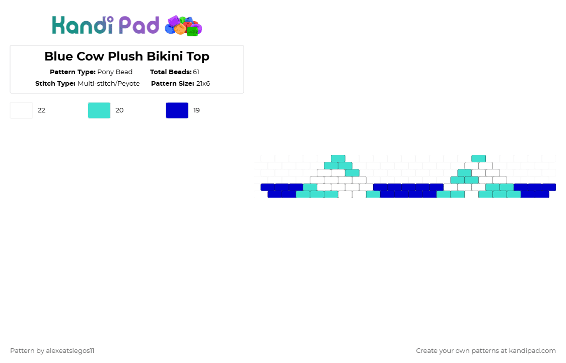 Blue Cow Plush Bikini Top - Pony Bead Pattern by alexeatslegos11 on Kandi Pad - light blue,purple,blue,cow,blue cow,bikini,plush accsesory,plush