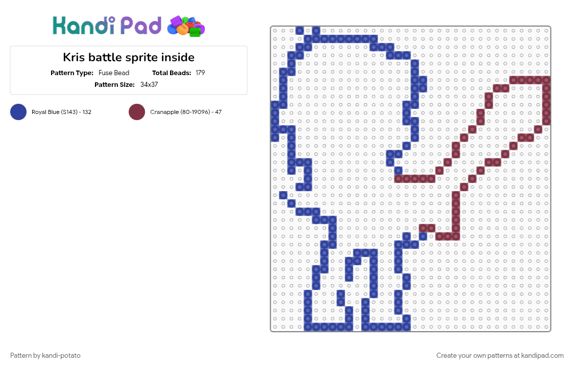 Kris battle sprite inside - Fuse Bead Pattern by kandi-potato on Kandi Pad - brown, purple