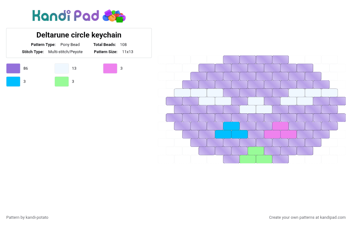 Deltarune circle keychain - Pony Bead Pattern by kandi-potato on Kandi Pad - purple