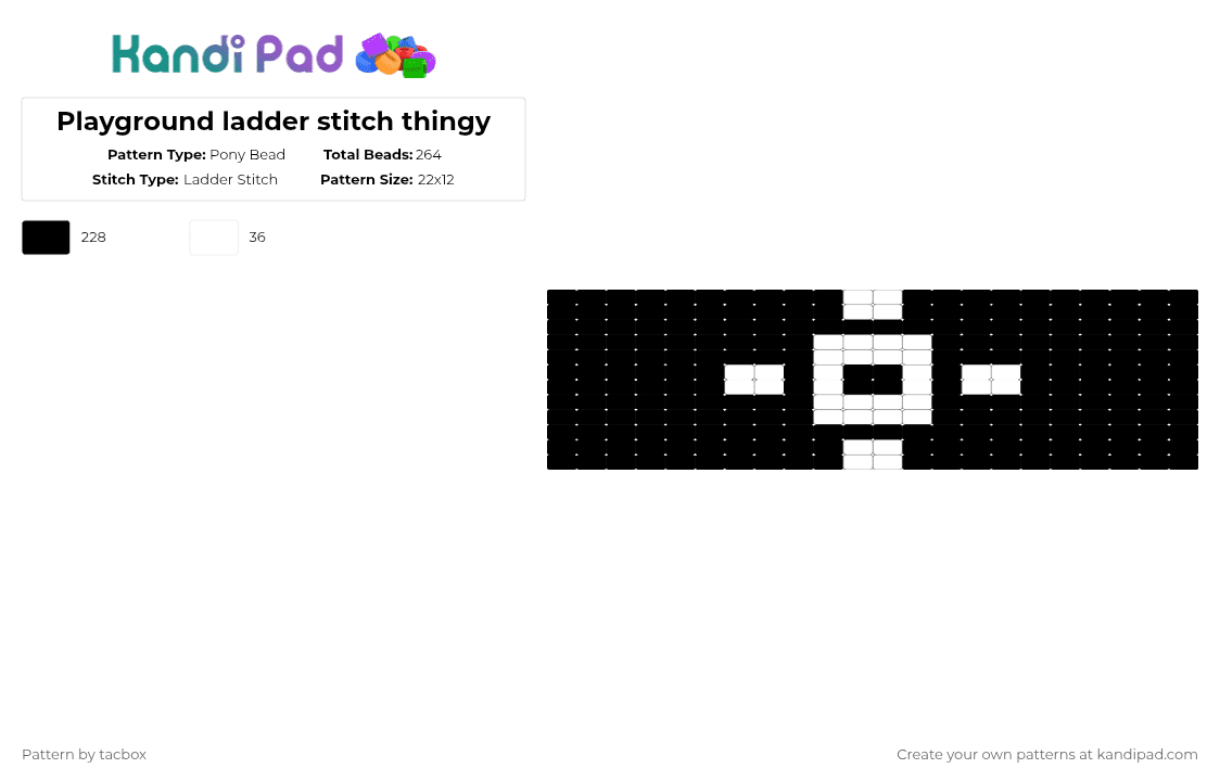 Playground ladder stitch thingy - Pony Bead Pattern by tacbox on Kandi Pad - black,phighting,playground