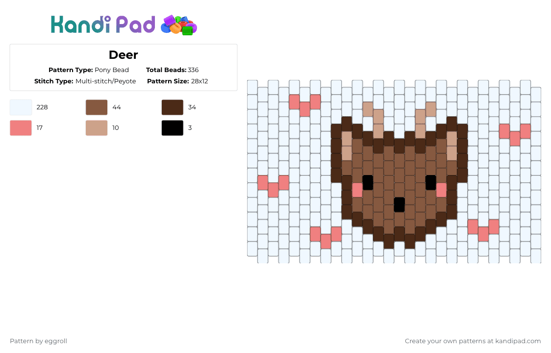 Deer - Pony Bead Pattern by eggroll on Kandi Pad - white,brown,tan