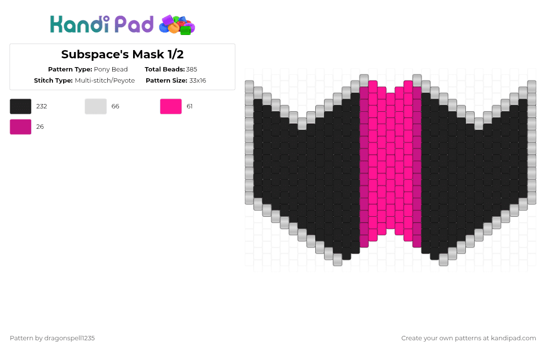 Subspace\'s Mask 1/2 - Pony Bead Pattern by averytheduhvvy on Kandi Pad - white,pink,phighting,subspace tripmine,subspace,roblox
