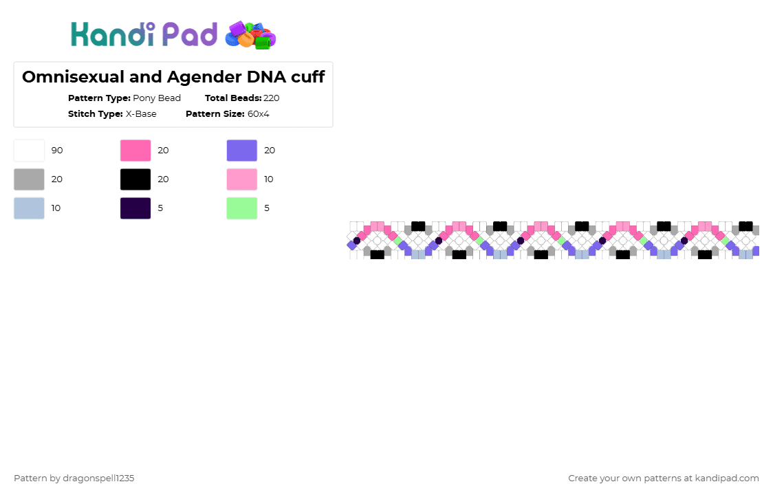 Omnisexual and Agender DNA cuff Pony Bead Pattern - Kandi Pad | Kandi ...