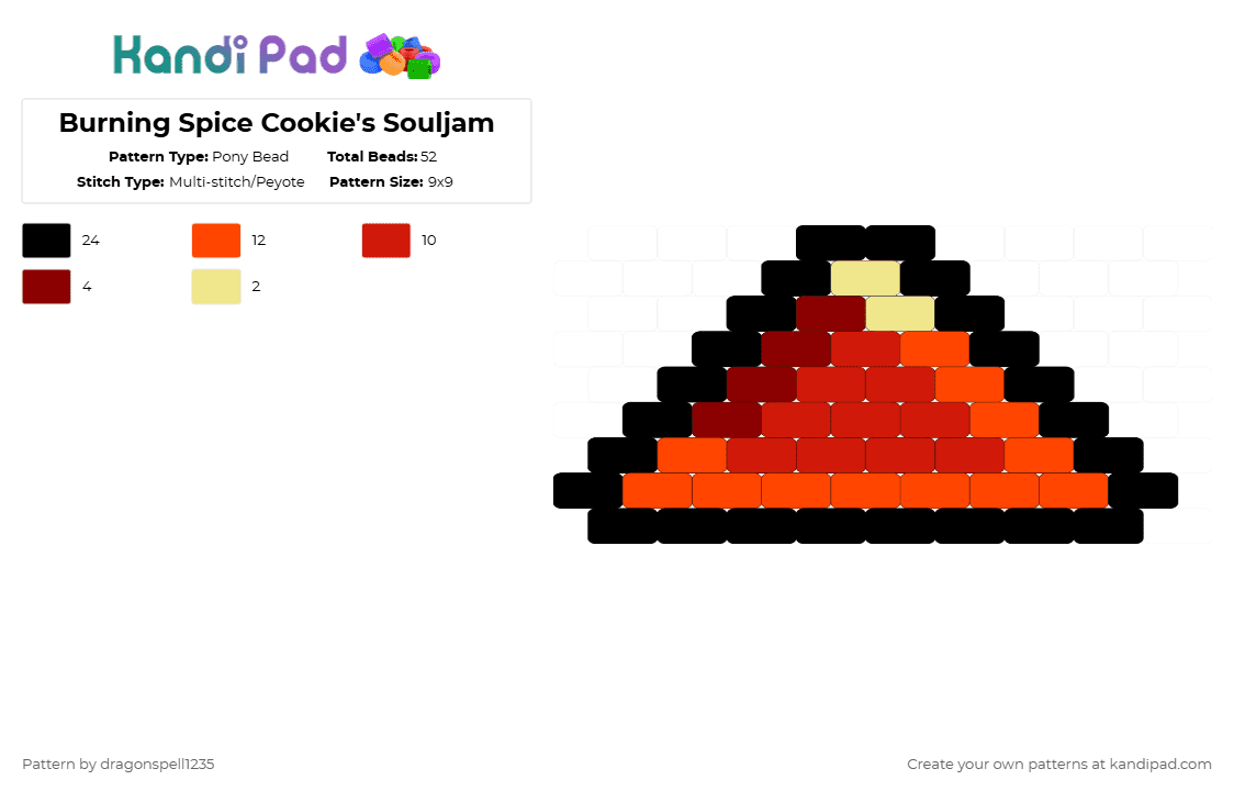 Burning Spice Cookie\'s Souljam - Pony Bead Pattern by averytheduhvvy on Kandi Pad - red,bsc,burning spice,burning spice cookie,crk,cookie run kingdom,cookie run,beast cookie,burping lice