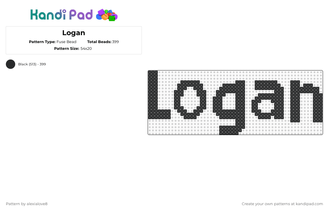 Logan - Fuse Bead Pattern by alexialove8 on Kandi Pad - black