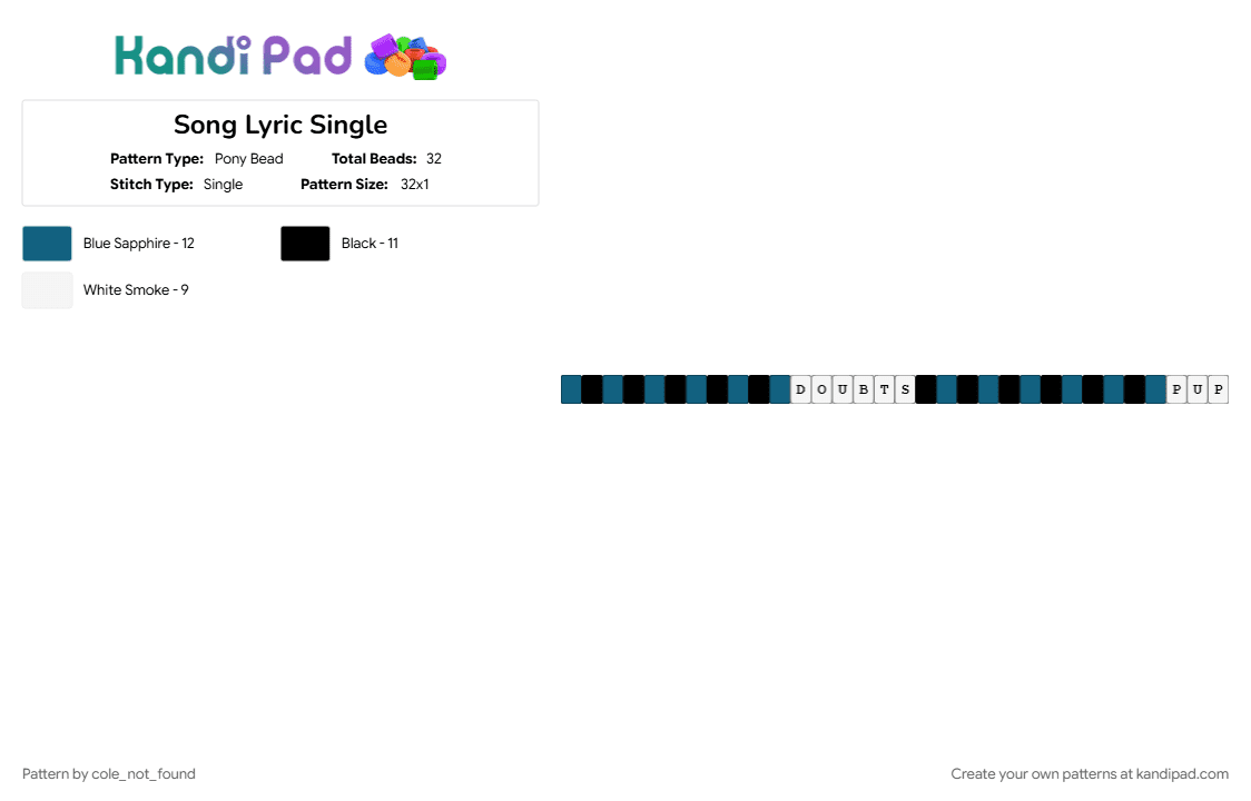 Doubts by PUP - Pony Bead Pattern by cole_not_found on Kandi Pad - blue, doubts puptheband, pathetic use of potential, pup, puptheband, singles, white