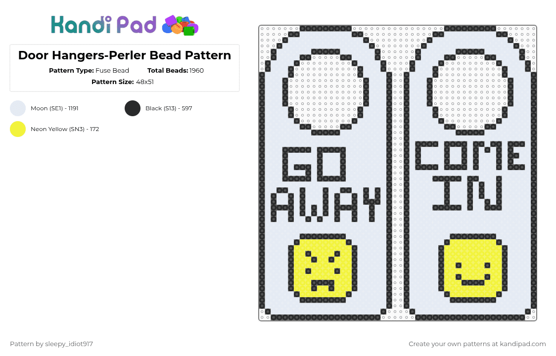 Door Hangers-Perler Bead Pattern - Fuse Bead Pattern by cole_not_found on Kandi Pad - white,door hangers