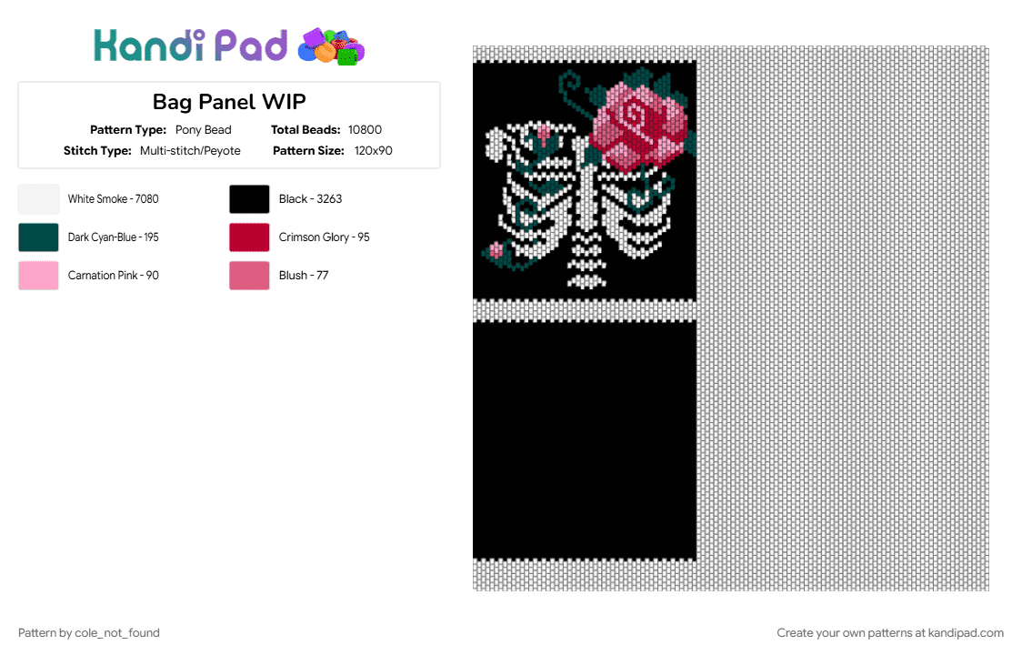 Bag Panel WIP - Pony Bead Pattern by noth1ng_by_nobody on Kandi Pad - bag, bag panel, pink, red, white