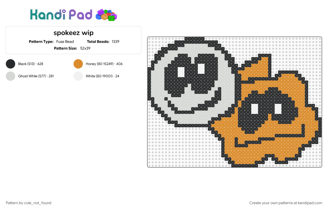 Spookeez FNF Icon - Fuse Bead Pattern by cole_not_found on Kandi Pad - fnf, friday night funkin, orange, skid and pump, spookeez, white