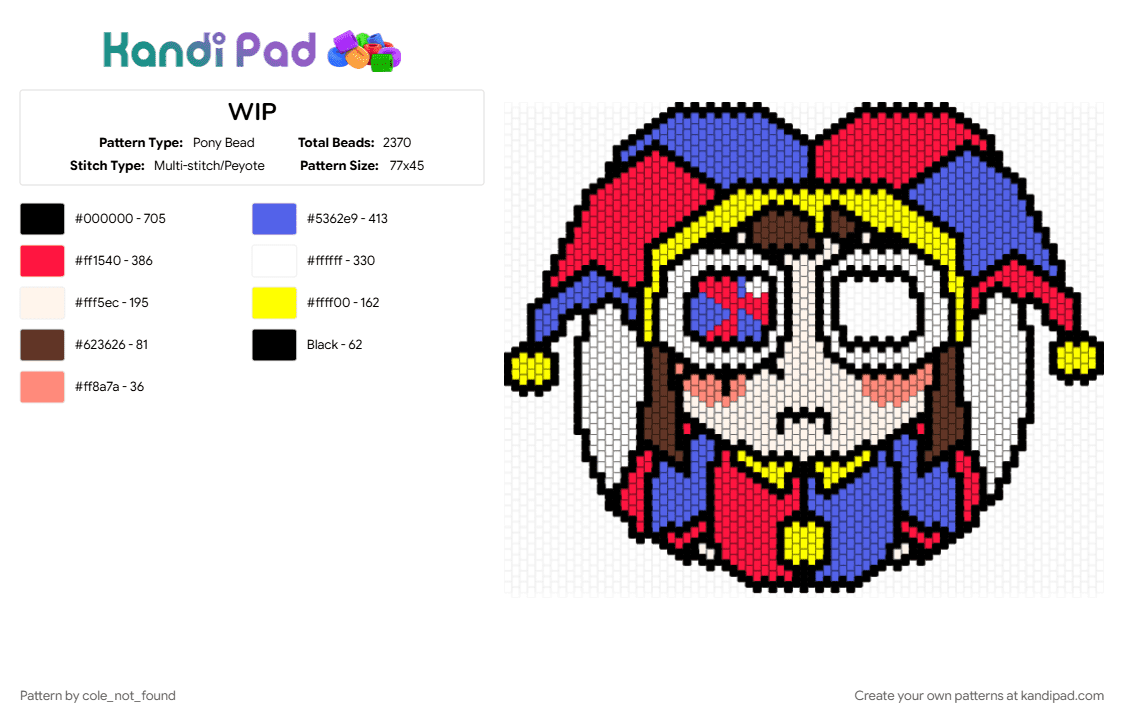 WIP - Pony Bead Pattern by cole_not_found on Kandi Pad - blue, red