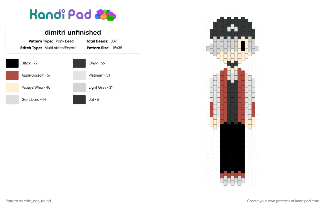 dimitri - Pony Bead Pattern by cole_not_found on Kandi Pad - beige, dimitri, dimitri pine point, pine point insomniac, red