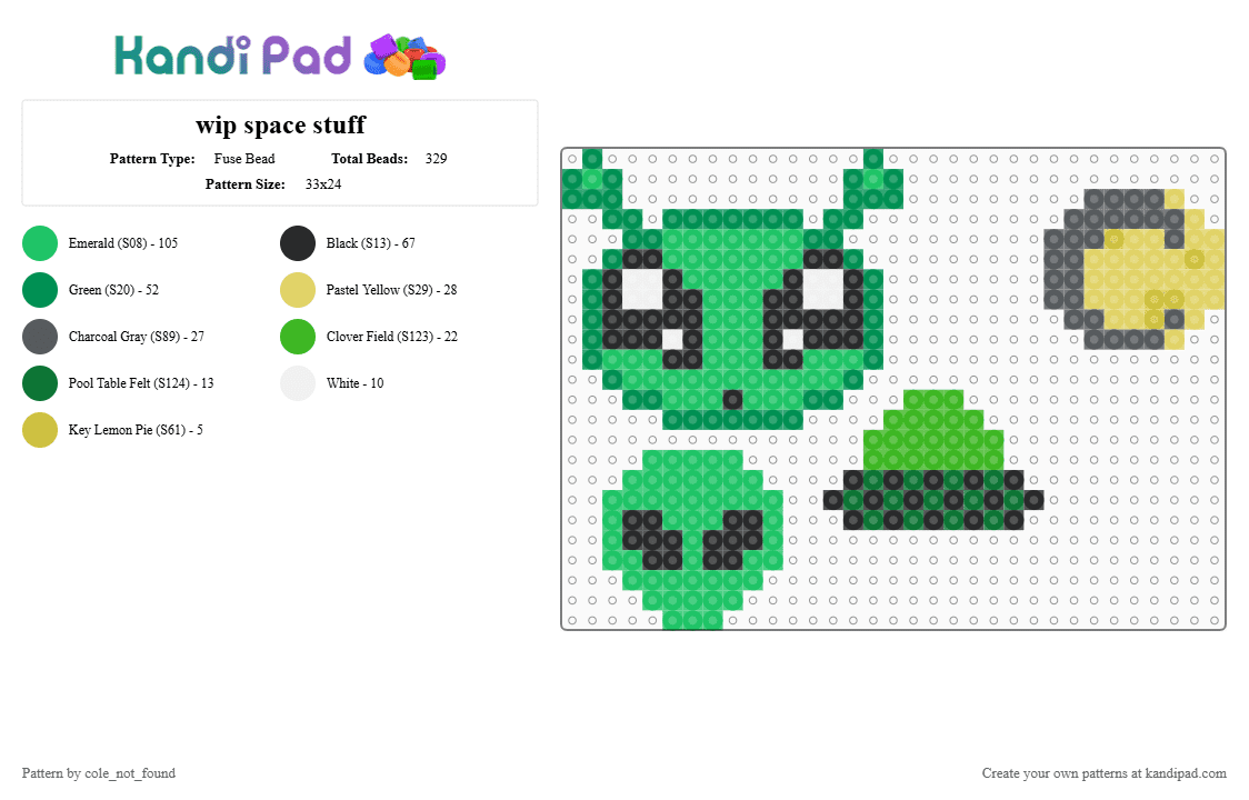 wip space stuff - Fuse Bead Pattern by cole_not_found on Kandi Pad - green
