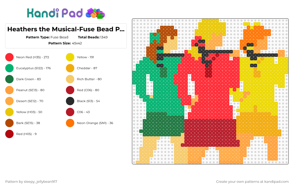 Heathers the Musical-Fuse Bead Pattern Fuse Bead Pattern - Kandi Pad ...