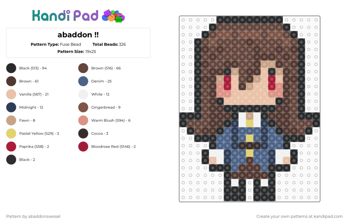 abaddon !! - Fuse Bead Pattern by abaddonsvessel on Kandi Pad - beige,brown