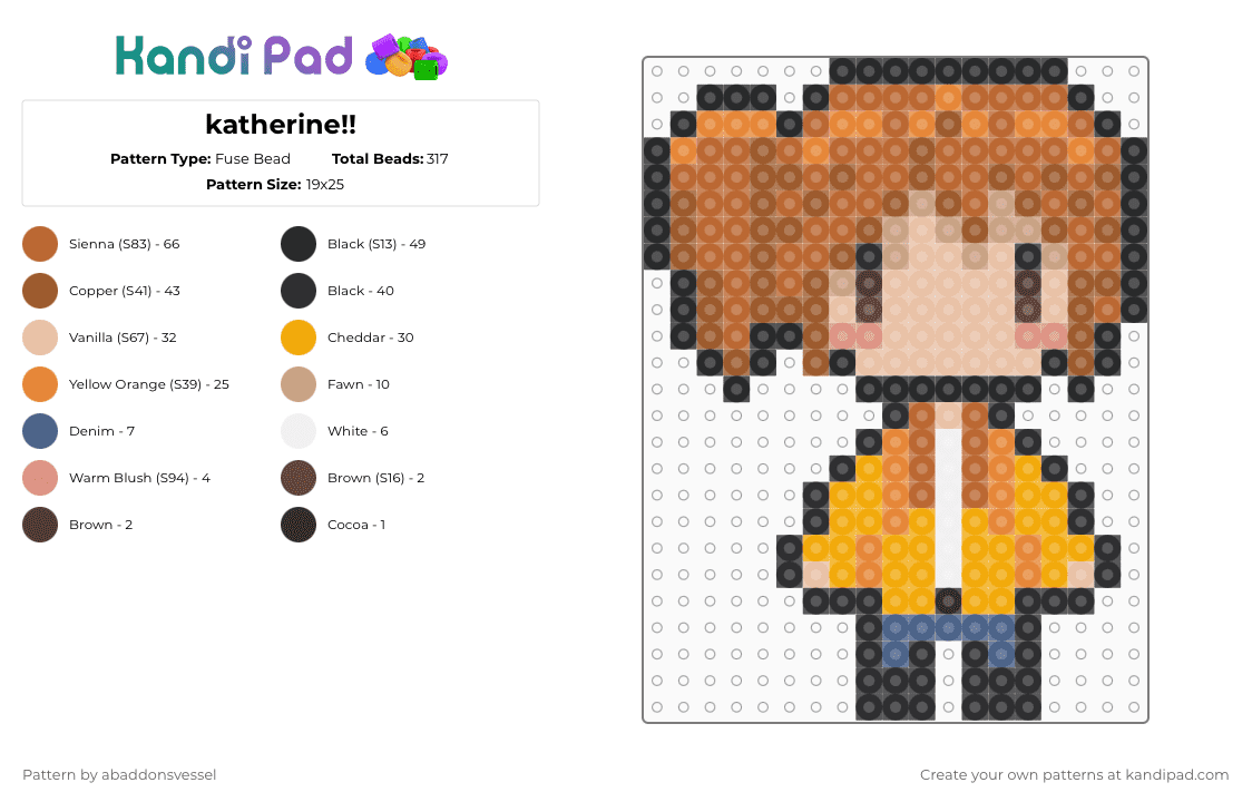 katherine!! - Fuse Bead Pattern by abaddonsvessel on Kandi Pad - beige,tan,orange