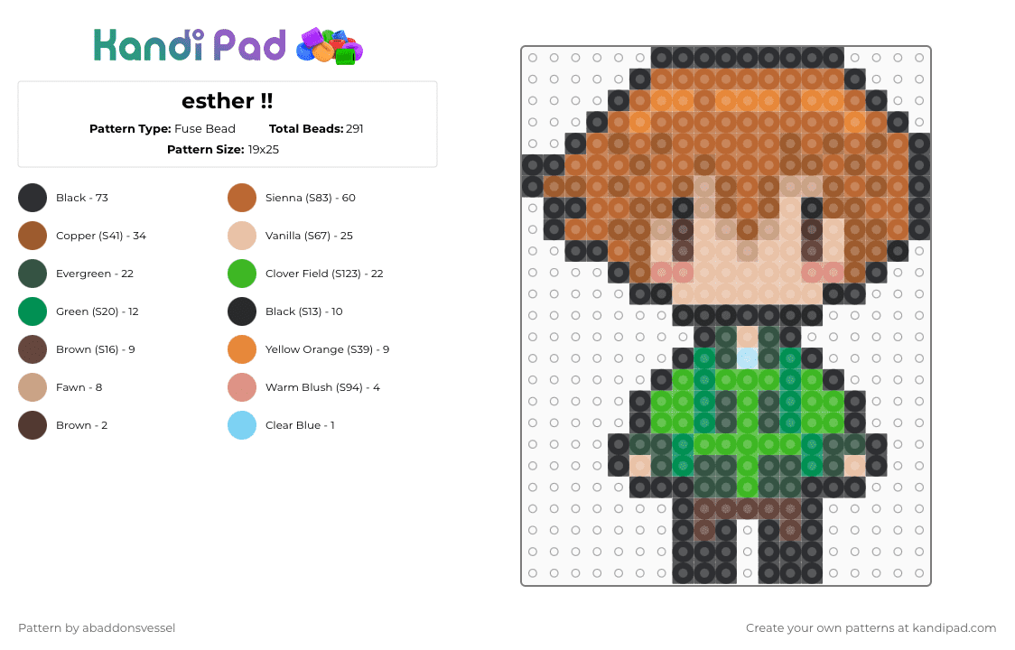 esther !! - Fuse Bead Pattern by abaddonsvessel on Kandi Pad - beige,tan,green