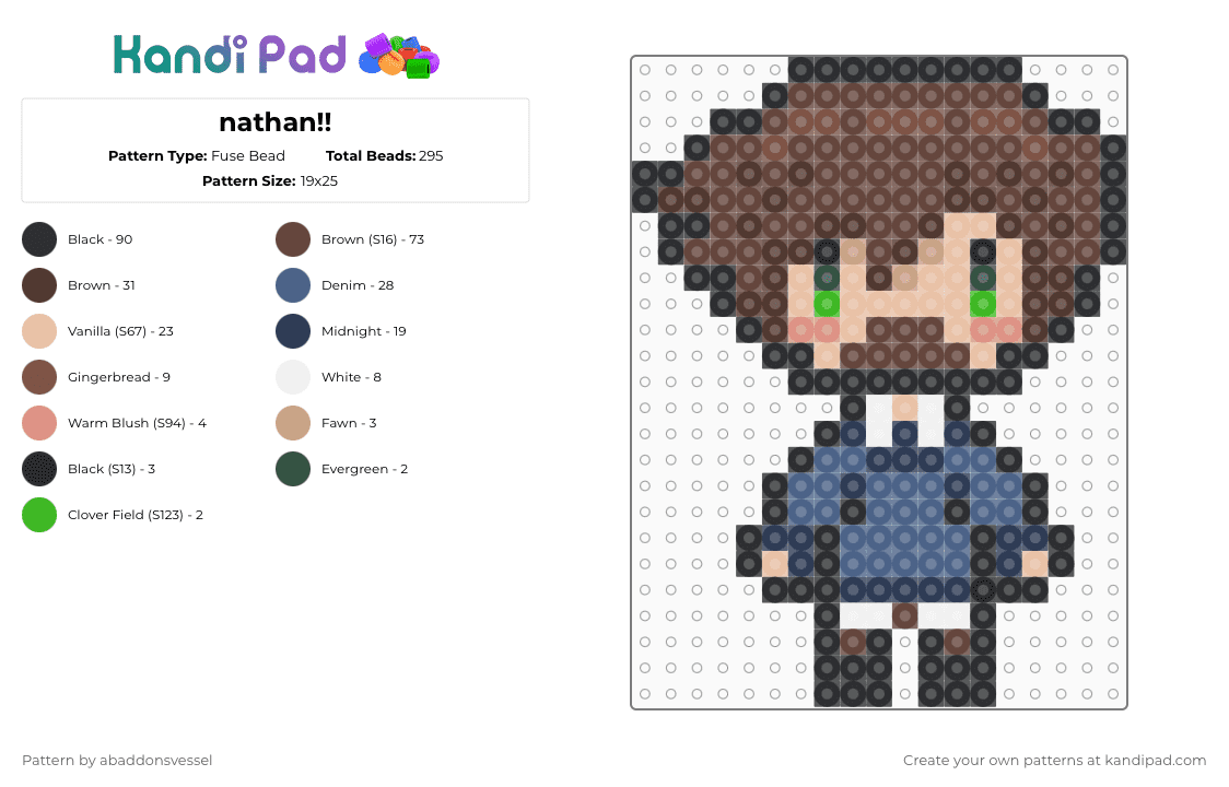 nathan!! - Fuse Bead Pattern by abaddonsvessel on Kandi Pad - brown,beige,blue