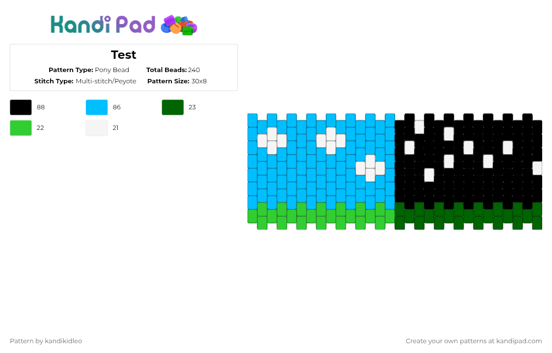 Test - Pony Bead Pattern by kandikidleo on Kandi Pad - green,light blue
