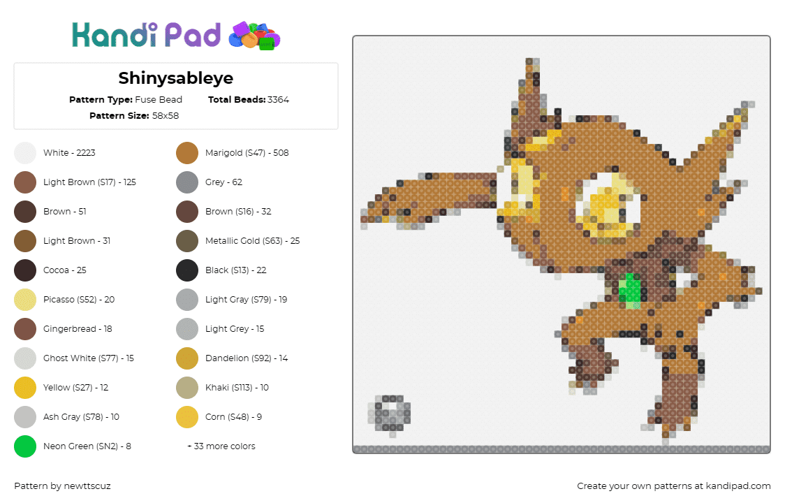 Shinysableye - Fuse Bead Pattern by newttscuz on Kandi Pad - sableye,pokemon,playful,whimsical,treasured,shimmering,collectors