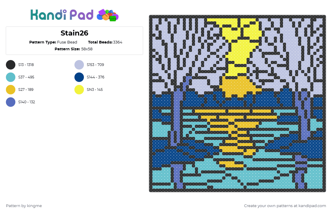 Stain26 - Fuse Bead Pattern by kingme on Kandi Pad - pink,blue,teal,snowy,winter,cold,ice,stained,glass,trees,nature