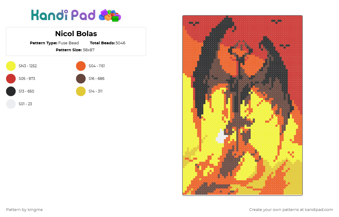 Nicol Bolas 4UBR - Fuse Bead Pattern by kingme on Kandi Pad - orange,yellow,nicol,mtg,magic,magic the gathering,dragon,villain,bolas,planeswalker