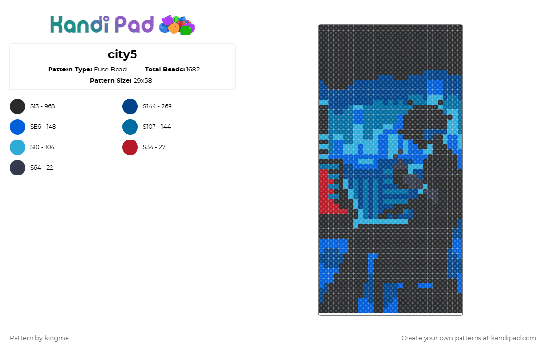 city5 - Fuse Bead Pattern by kingme on Kandi Pad - black,blue,city,neon,tokyo,night,lofi,canvas,portrait,cotdcontrast
