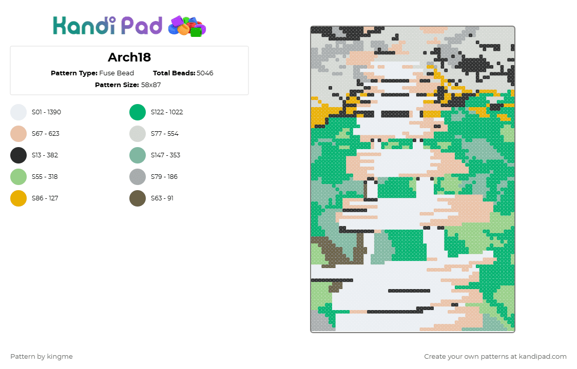 Arch18 - Fuse Bead Pattern by kingme on Kandi Pad - white,beige,green,teal,river,nature,brudge,architecture,natural,wood,forest,rocks