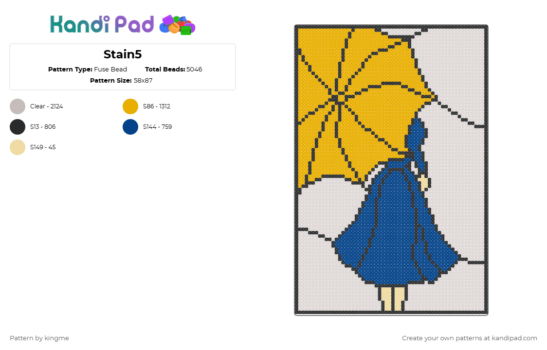 Stain5 - Fuse Bead Pattern by kingme on Kandi Pad - beige,person,girl,umbrella,rain,stained,glass,clear,art