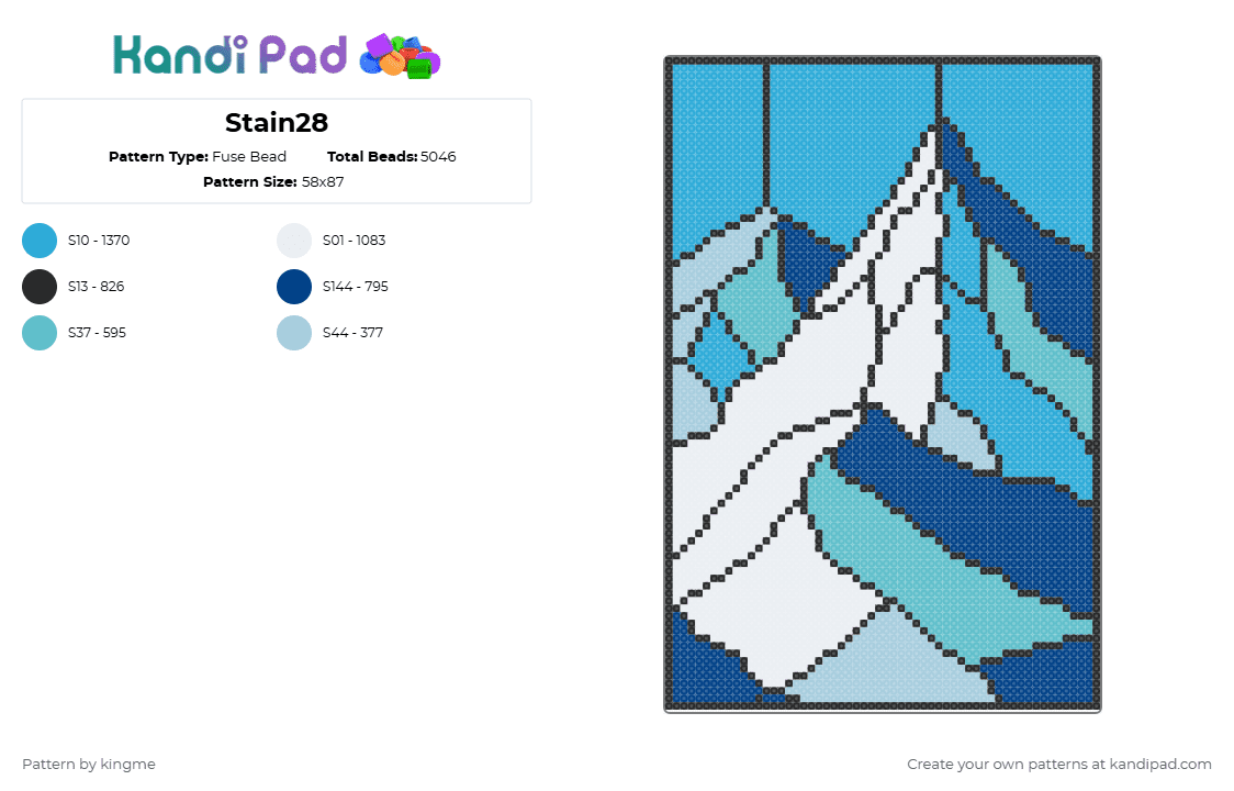 Stain28 - Fuse Bead Pattern by kingme on Kandi Pad - mountain,snow,stained,glass,blue,light blue,cold,winter