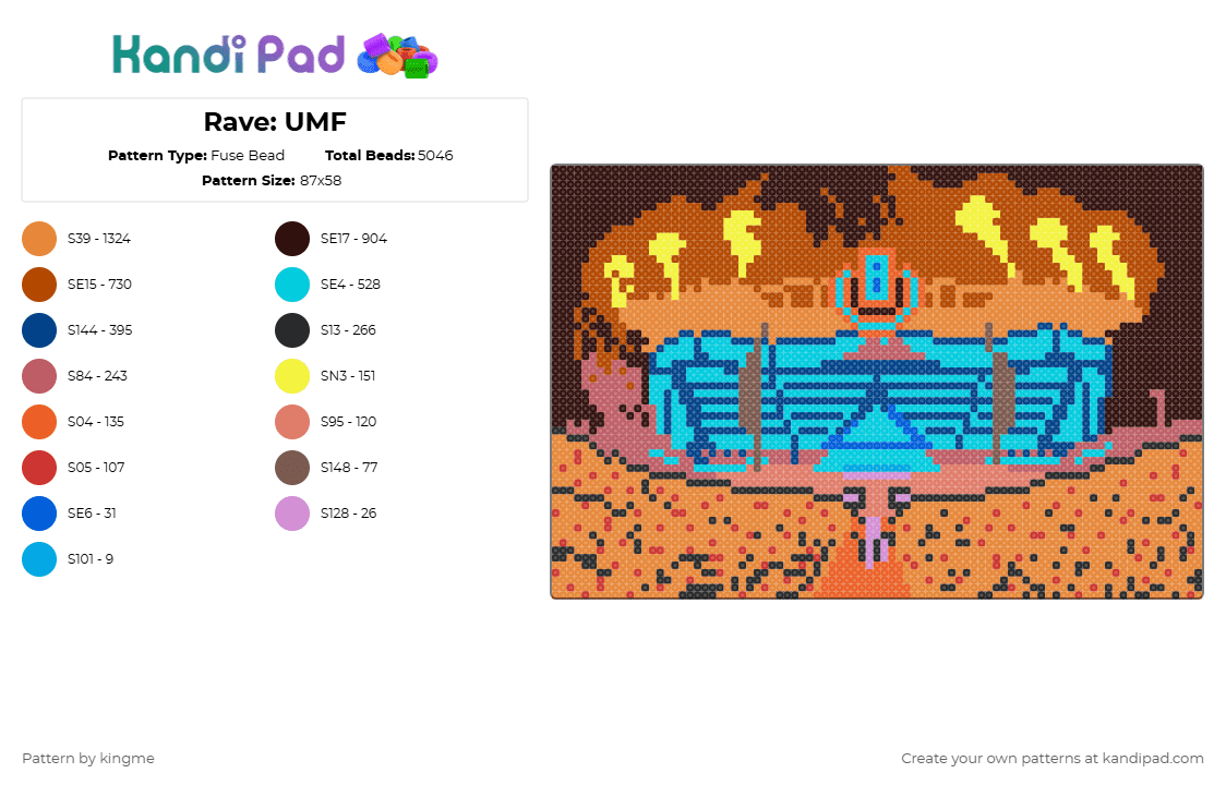 Rave: UMF - Fuse Bead Pattern by kingme on Kandi Pad - red,orange,light blue,brown,rave,festival,music,concert,night,fire,party,canvas