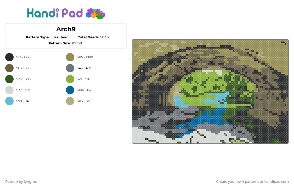 Arch9 - Fuse Bead Pattern by kingme on Kandi Pad - gold,tan,nature,bridge,stone,rock,river,water,canvas,realism